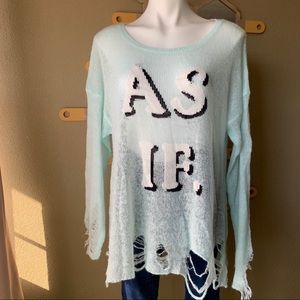 Wildfox White Label “As If” Sweater in Blue, sz M
